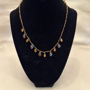 Elegant Gold and Blue Beaded Necklace